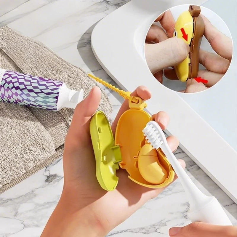 Banana Toothbrush Head Protective Cover With Toothpaste Compartment Toothbrush Dust Clamp Portable Travel Style Storage Box