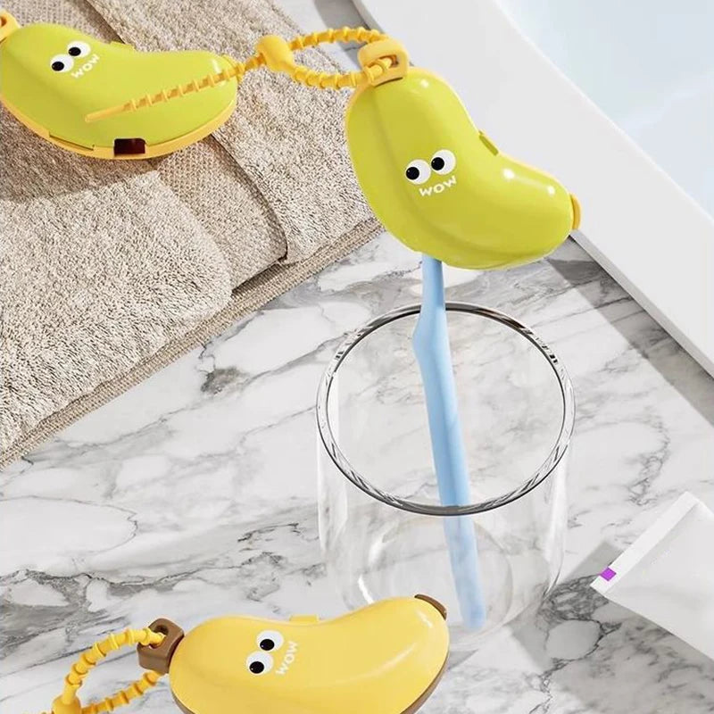 Banana Toothbrush Head Protective Cover With Toothpaste Compartment Toothbrush Dust Clamp Portable Travel Style Storage Box