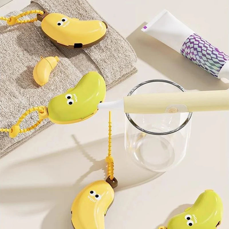 Banana Toothbrush Head Protective Cover With Toothpaste Compartment Toothbrush Dust Clamp Portable Travel Style Storage Box