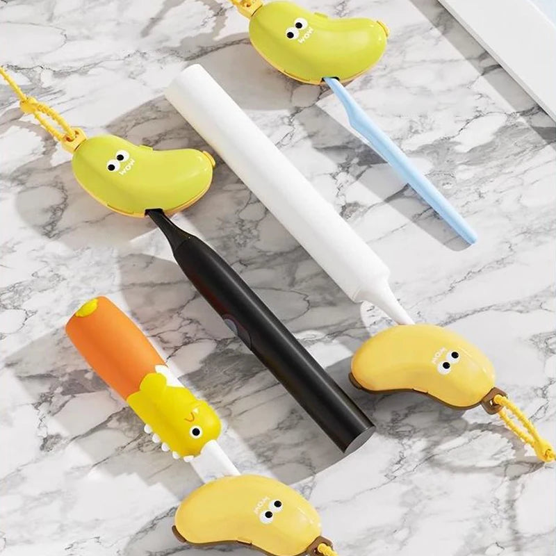 Banana Toothbrush Head Protective Cover With Toothpaste Compartment Toothbrush Dust Clamp Portable Travel Style Storage Box