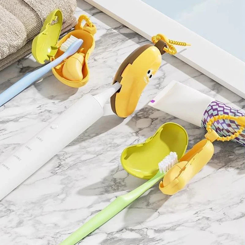 Banana Toothbrush Head Protective Cover With Toothpaste Compartment Toothbrush Dust Clamp Portable Travel Style Storage Box