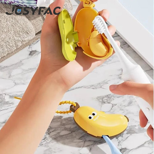 Banana Toothbrush Head Protective Cover With Toothpaste Compartment Toothbrush Dust Clamp Portable Travel Style Storage Box